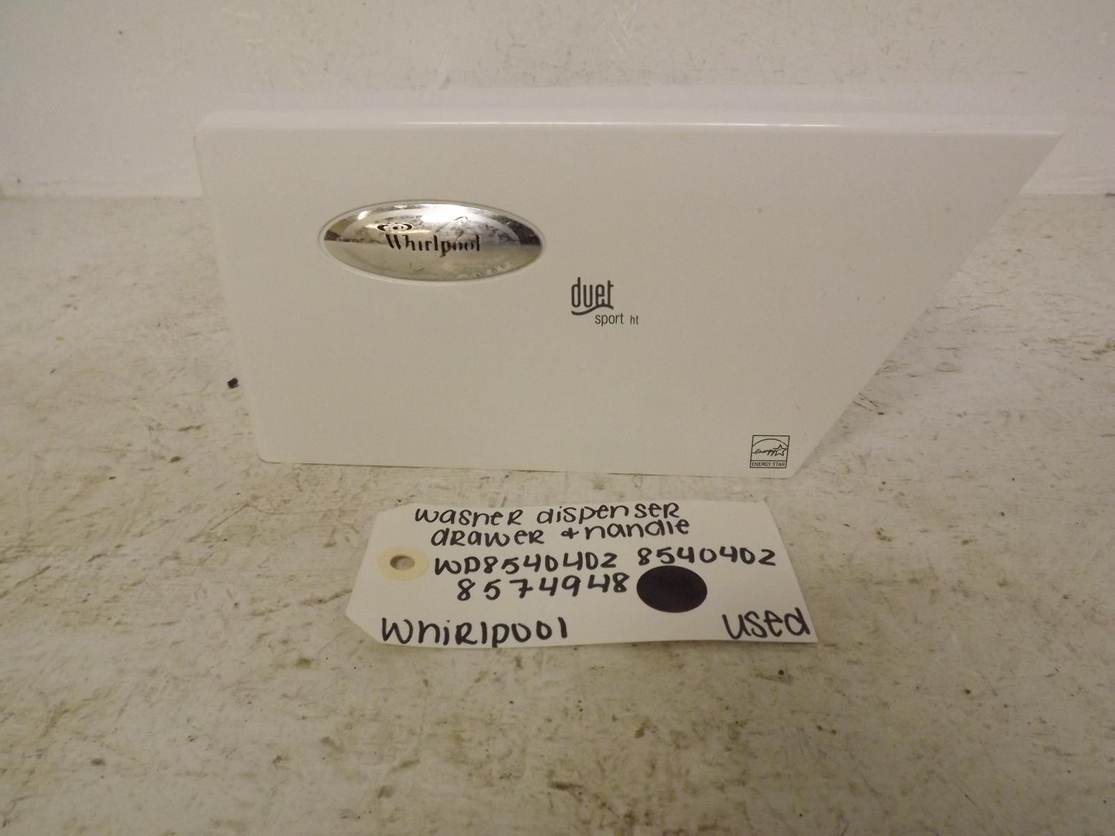 Whirlpool Washer WP8540402 8540402 8574948 Dispenser Drawer Assy. & Handle Used
