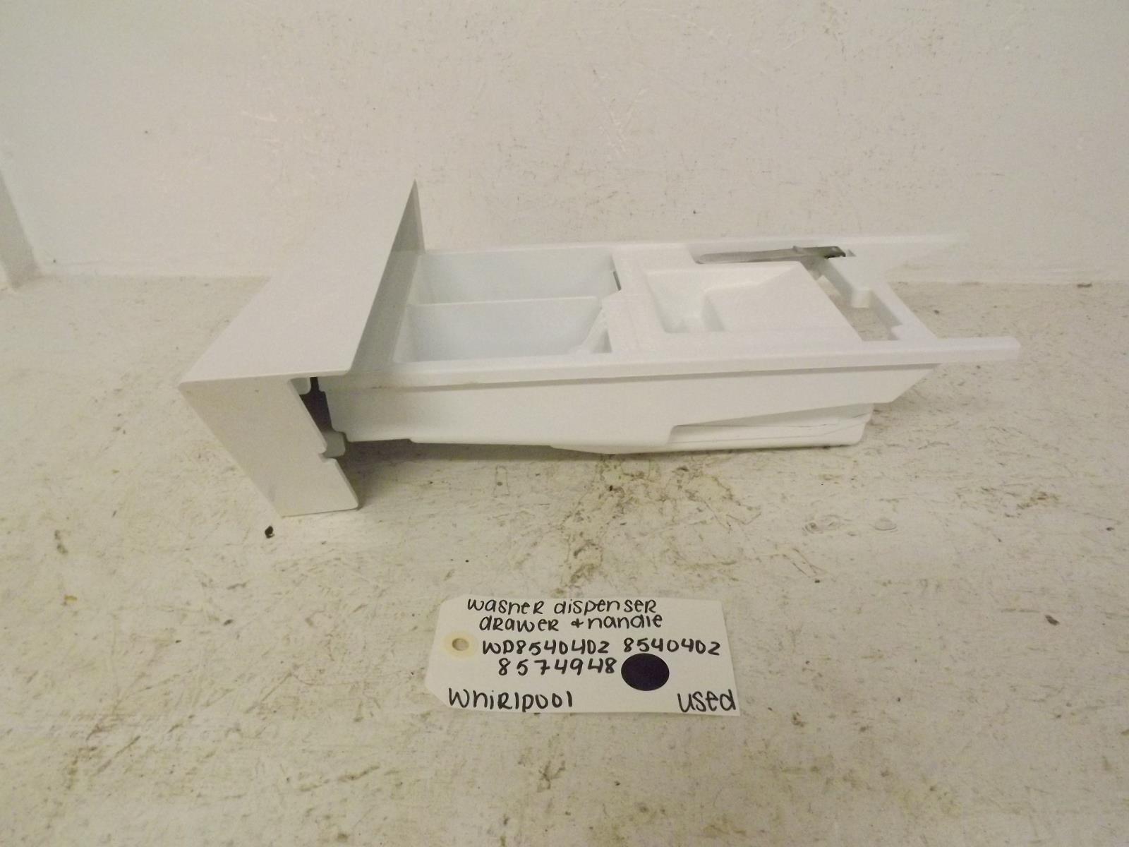 Whirlpool Washer WP8540402 8540402 8574948 Dispenser Drawer Assy. & Handle Used