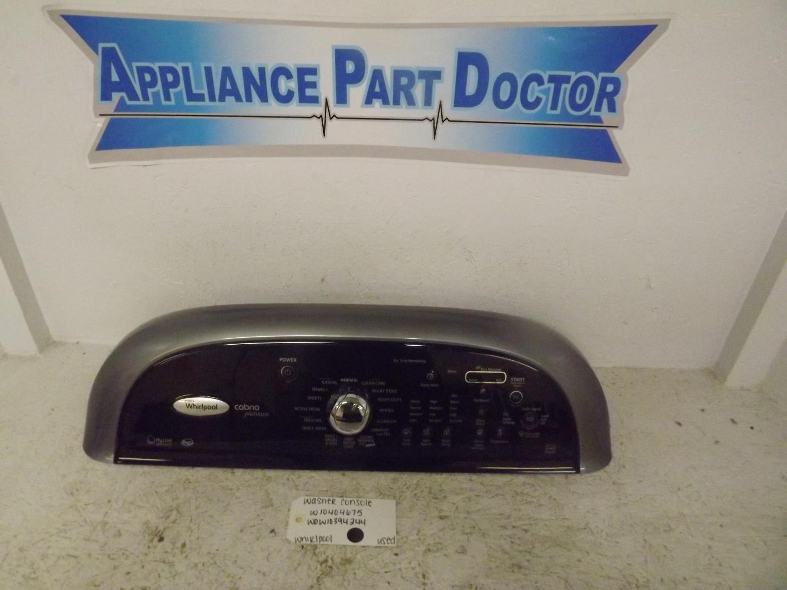 Whirlpool Washer W10404675 WPW10394244 Console Used