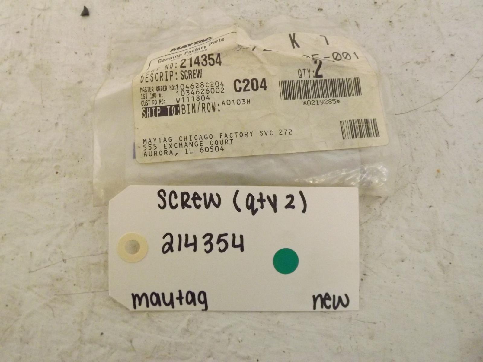 Maytag Dryer 214354 Screw (Qty. 2) New