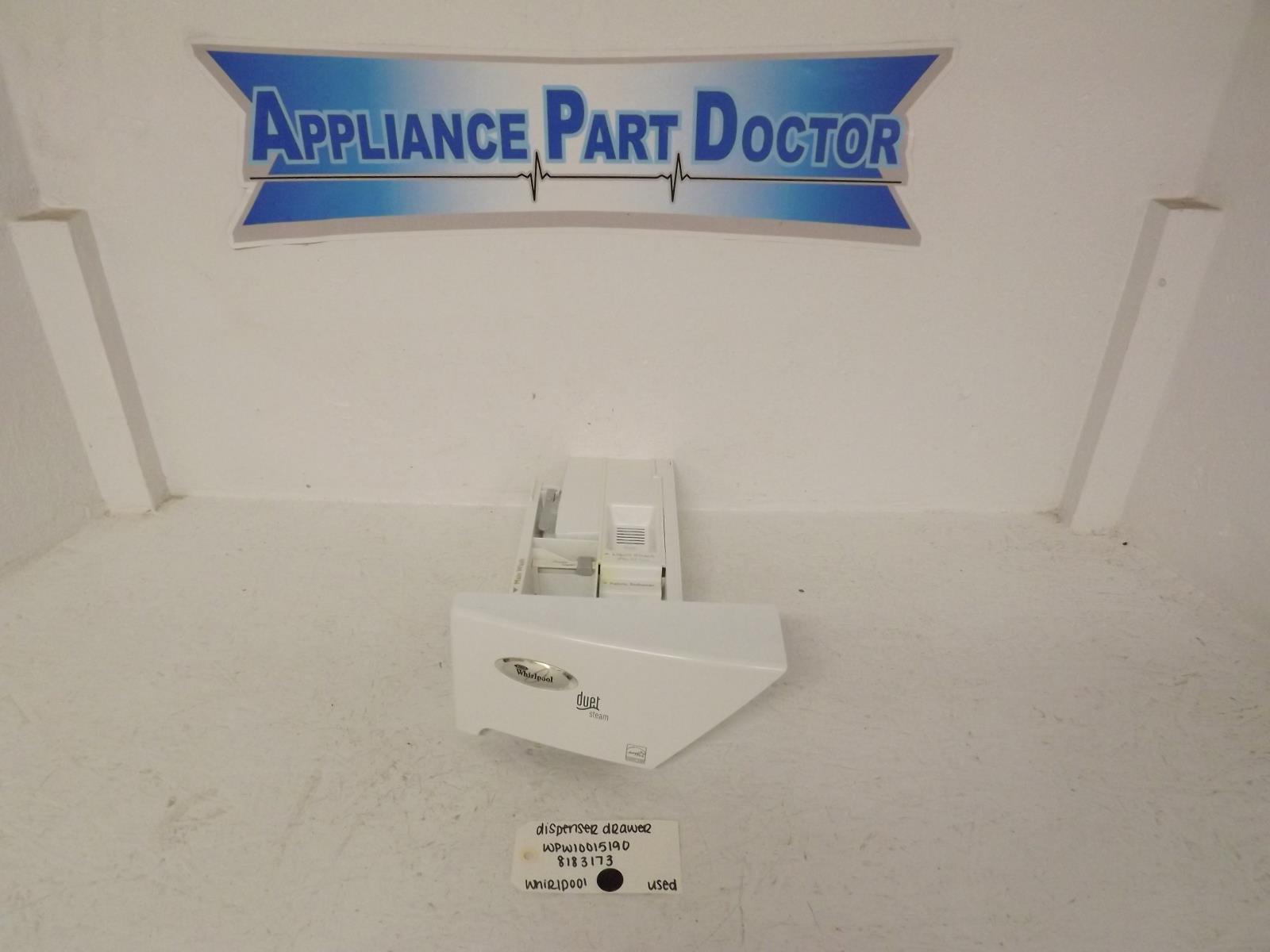 Whirlpool Washer WPW10015190 8183173 Dispenser Drawer Assembly Used