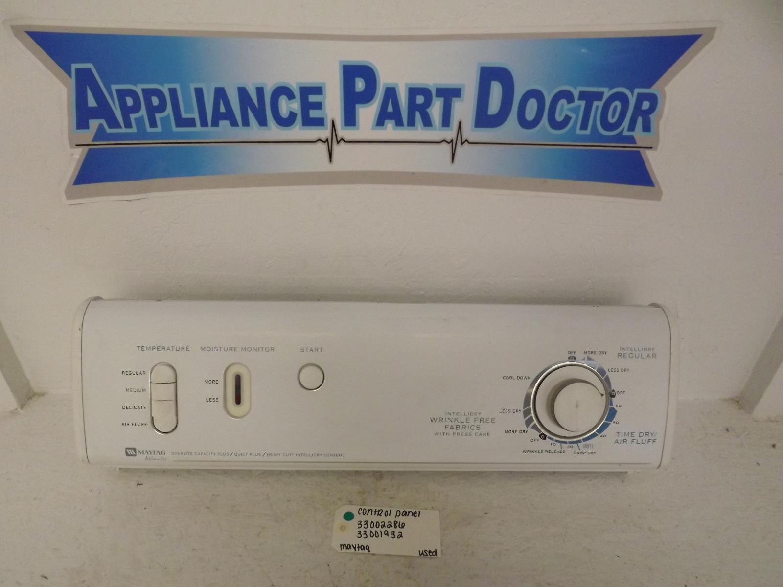 Maytag Dryer 33002286 33001932 Control Panel Used