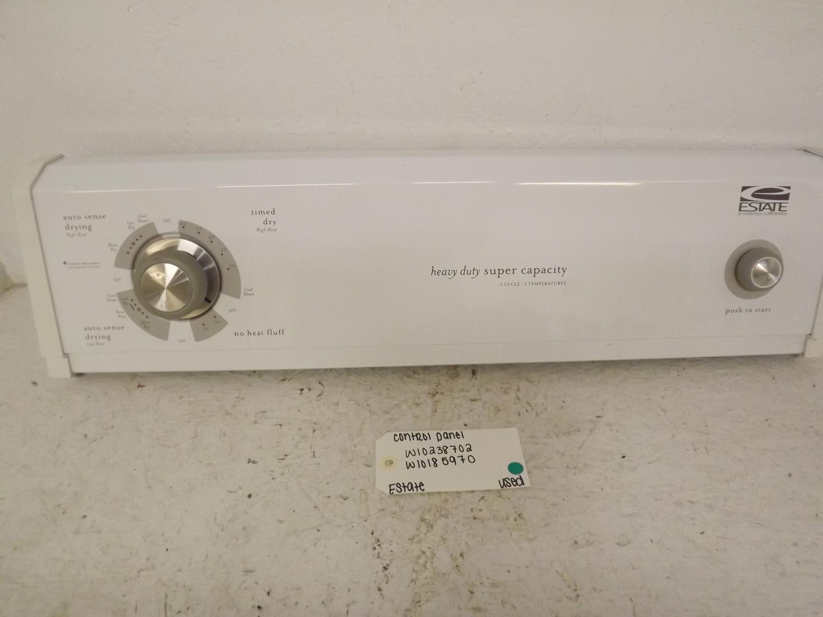 Estate Dryer W10238702 W10185970 Control Panel Used