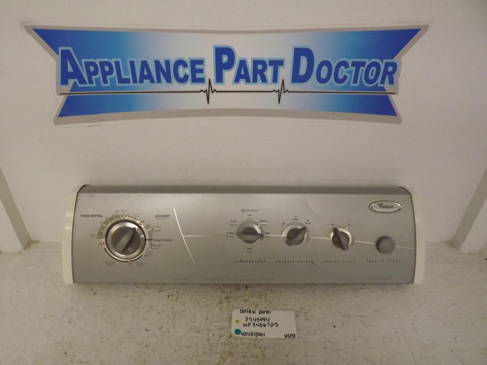 Whirlpool Dryer 8545994 WP3406725 Control Panel Used