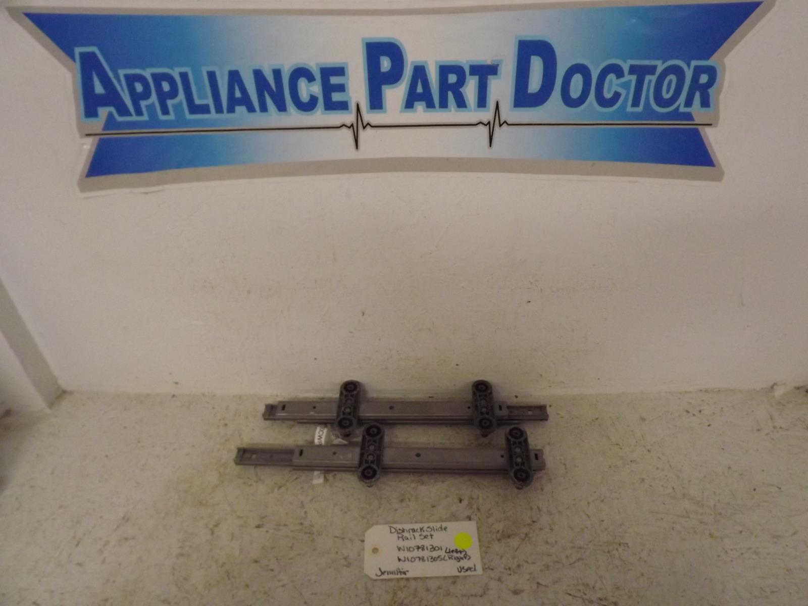 JennAir Dishwasher W10781301 W10781305 Dishrack Slide Rail Set Used