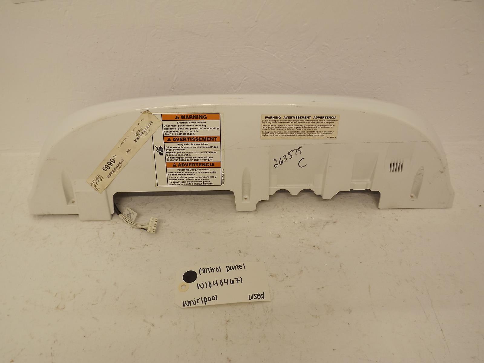 Whirlpool Washer W10404671 Control Panel Used