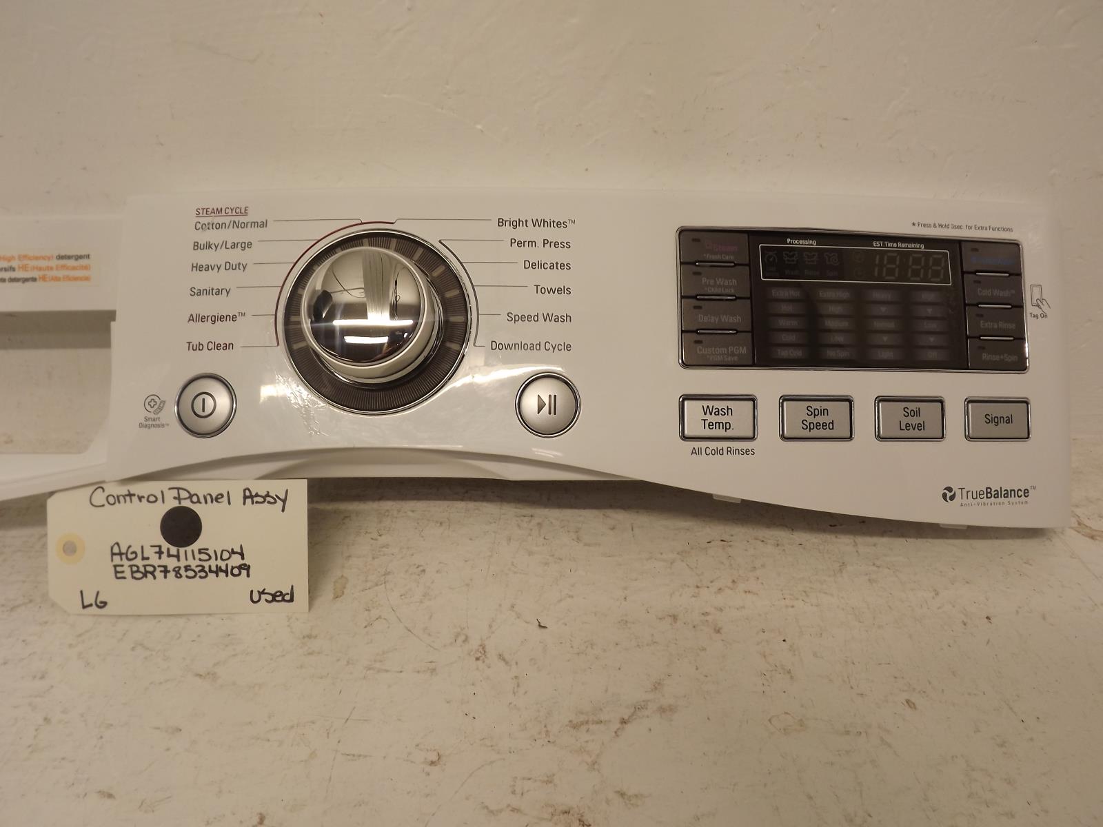 LG Washer AGL74115104  EBR78534409  Control Panel Assy Used