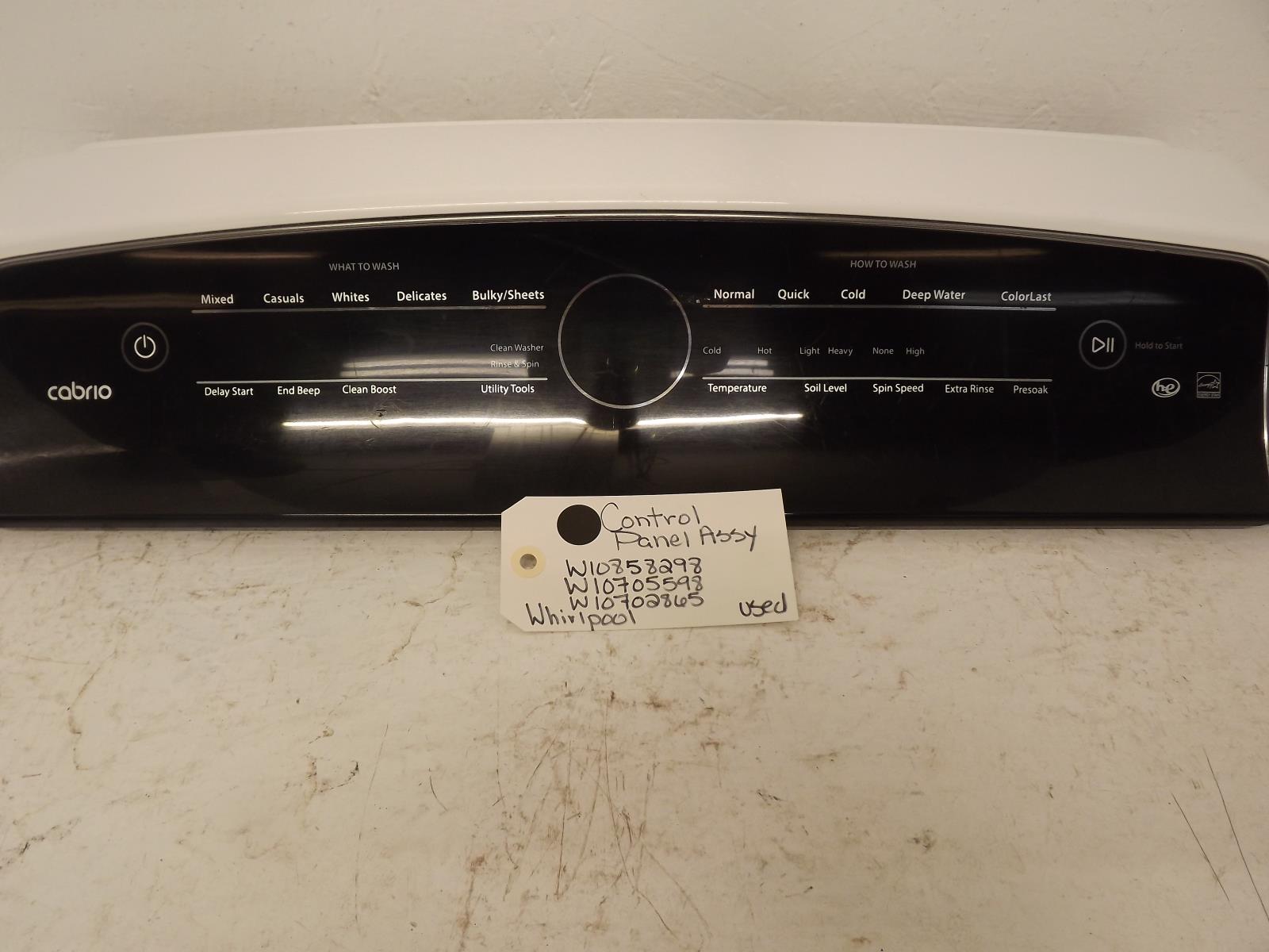Whirlpool Washer W10858298 W10705598 W10702865 Control Panel Assy Used