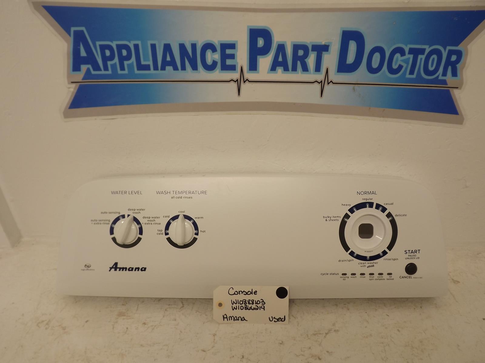 Amana Washer W10888103 W10866219 Console Used