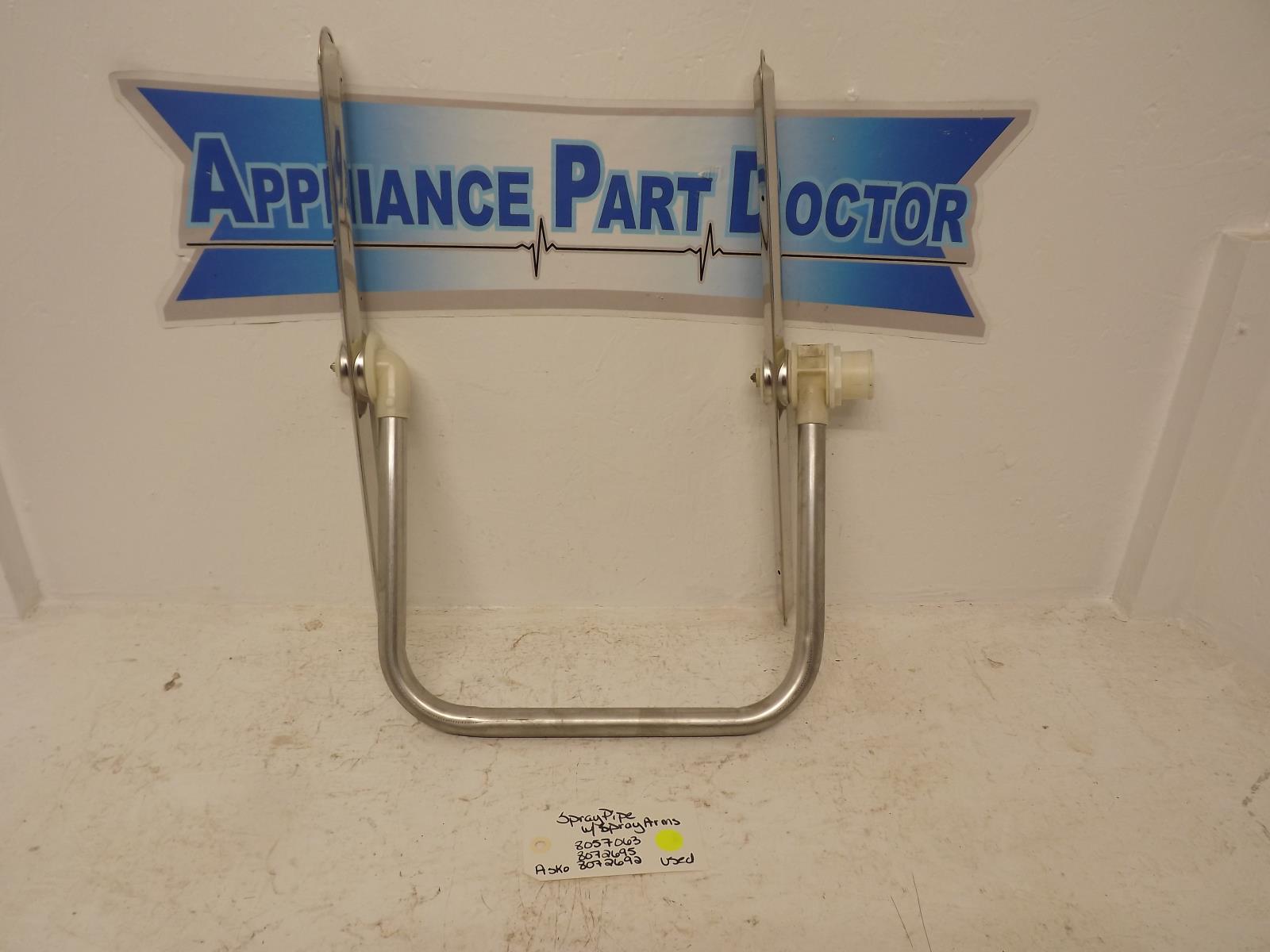 Asko Dishwasher 8057063 8072695 8072692 Spray Pipe w/Spray Arms Used