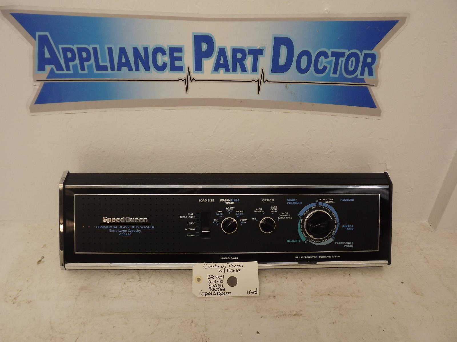 SpeedQueen Washer 32404 31240 36251 35232 Control Panel w/Timer Used