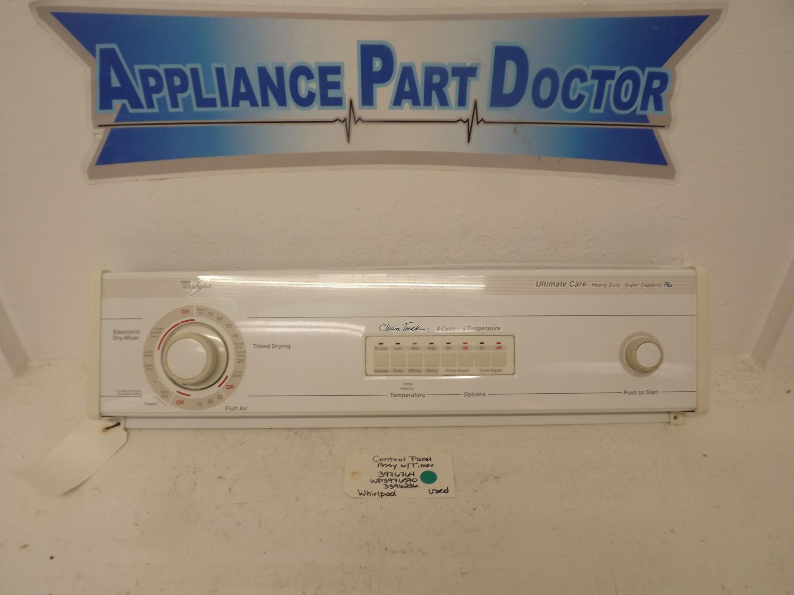 Whirlpool Dryer 3976764 WP3976570 3396236 Control Panel Assy w/Timer Used
