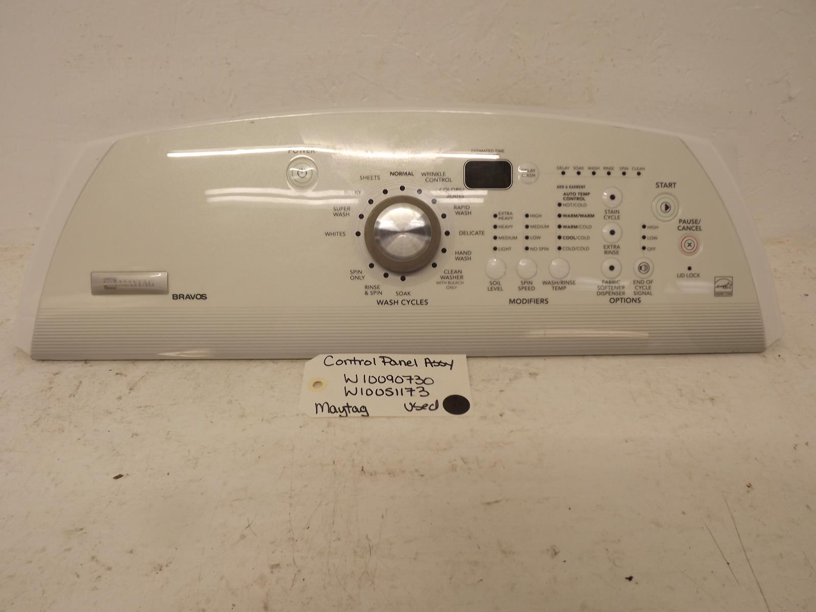 Maytag Washer W10090730  W10051173  Control Panel Assy Used