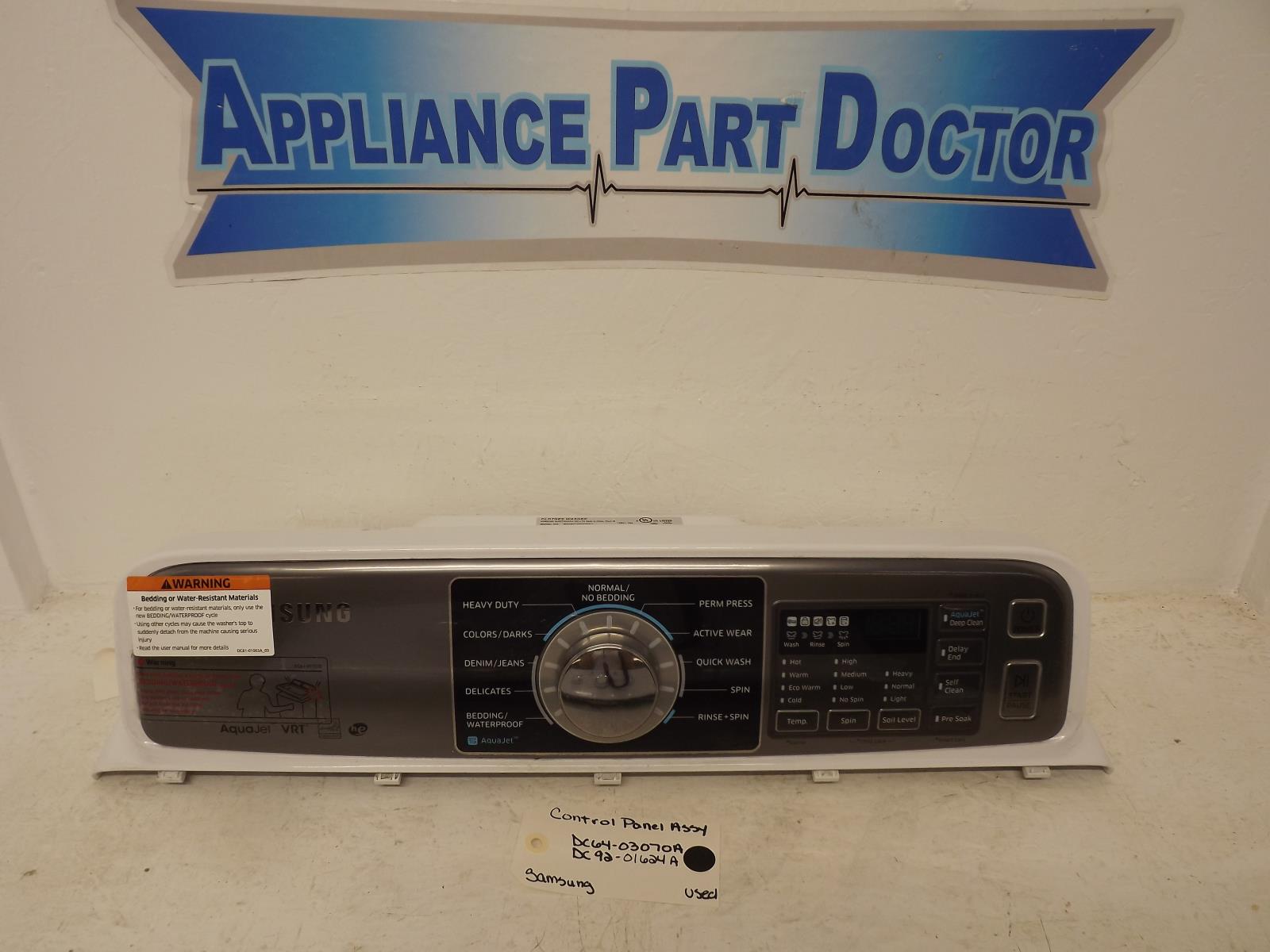 Samsung Washer DC64-03070A  DC92-01624A Control Panel Assy Used