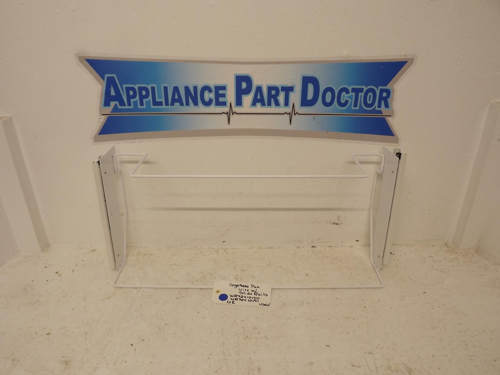 GE Refrigerator WR72X10100 WR72X10191 Vegetable Pan Wire w/Slide Rails Used