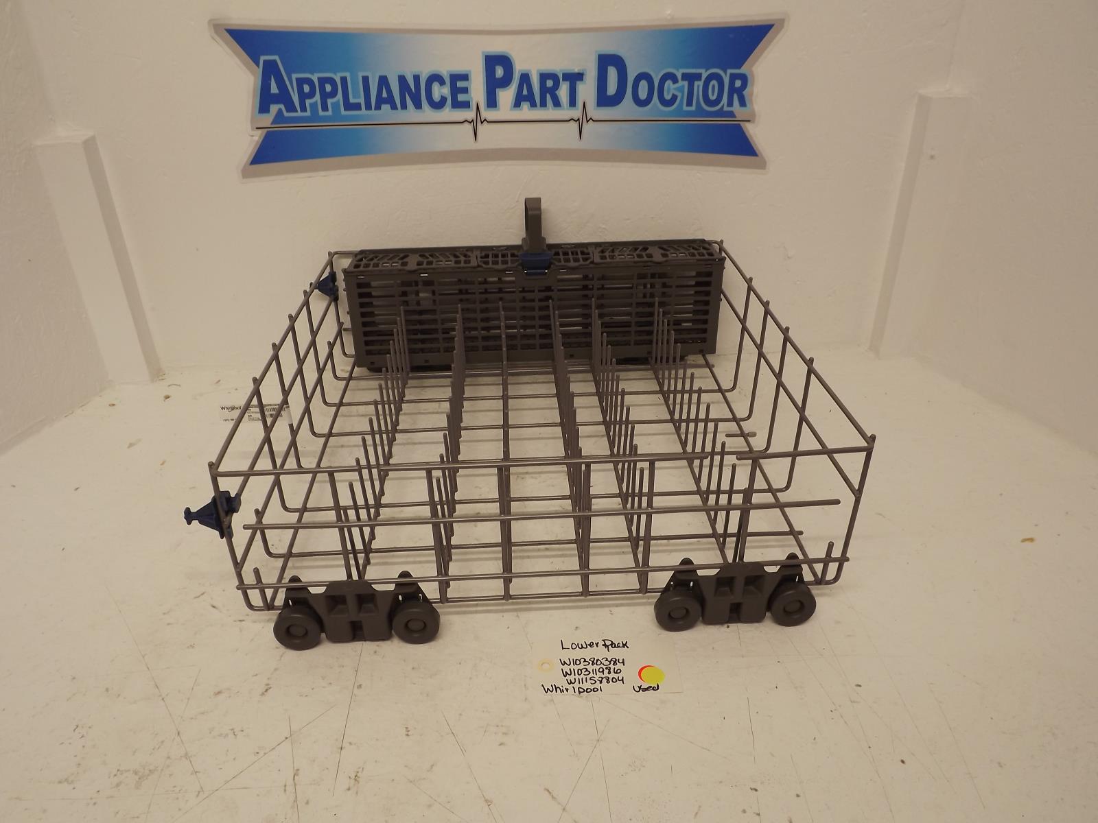 Whirlpool Dishwasher W10380384 W10311986 W11158804 Lower Rack Used