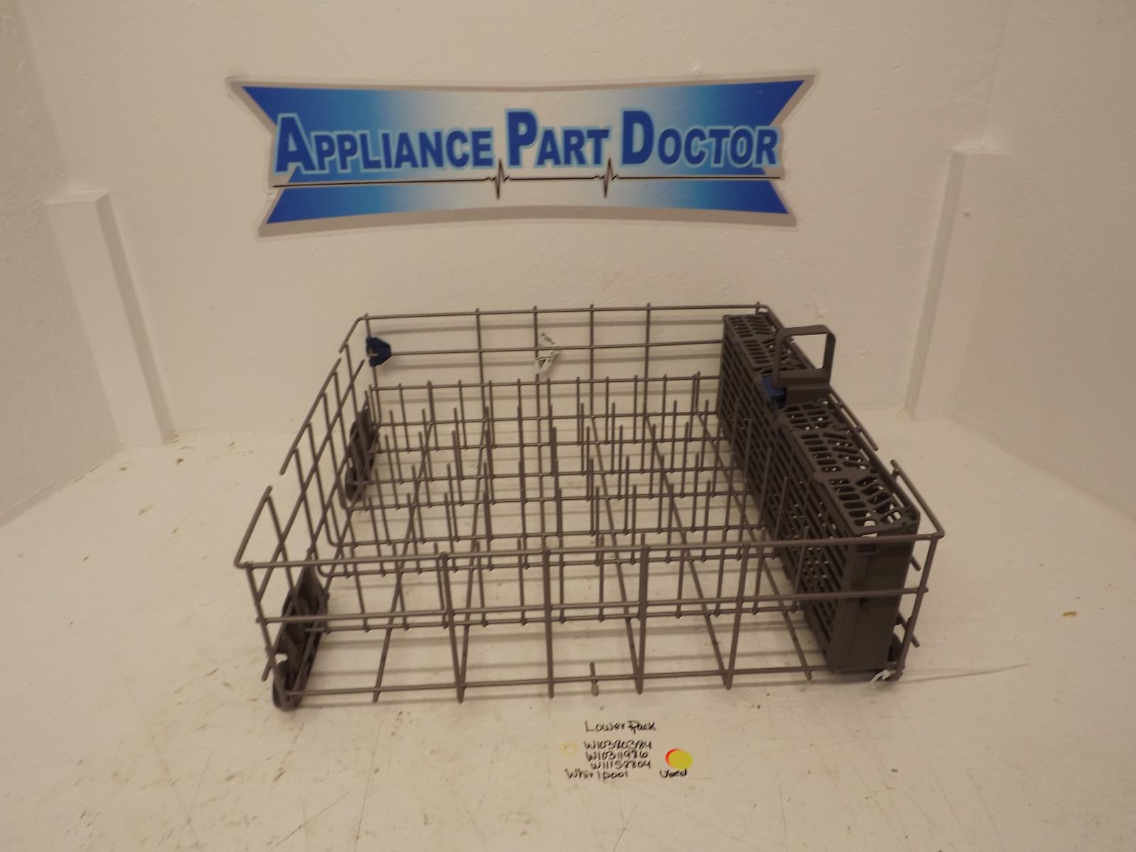 Whirlpool Dishwasher W10380384 W10311986 W11158804 Lower Rack Used